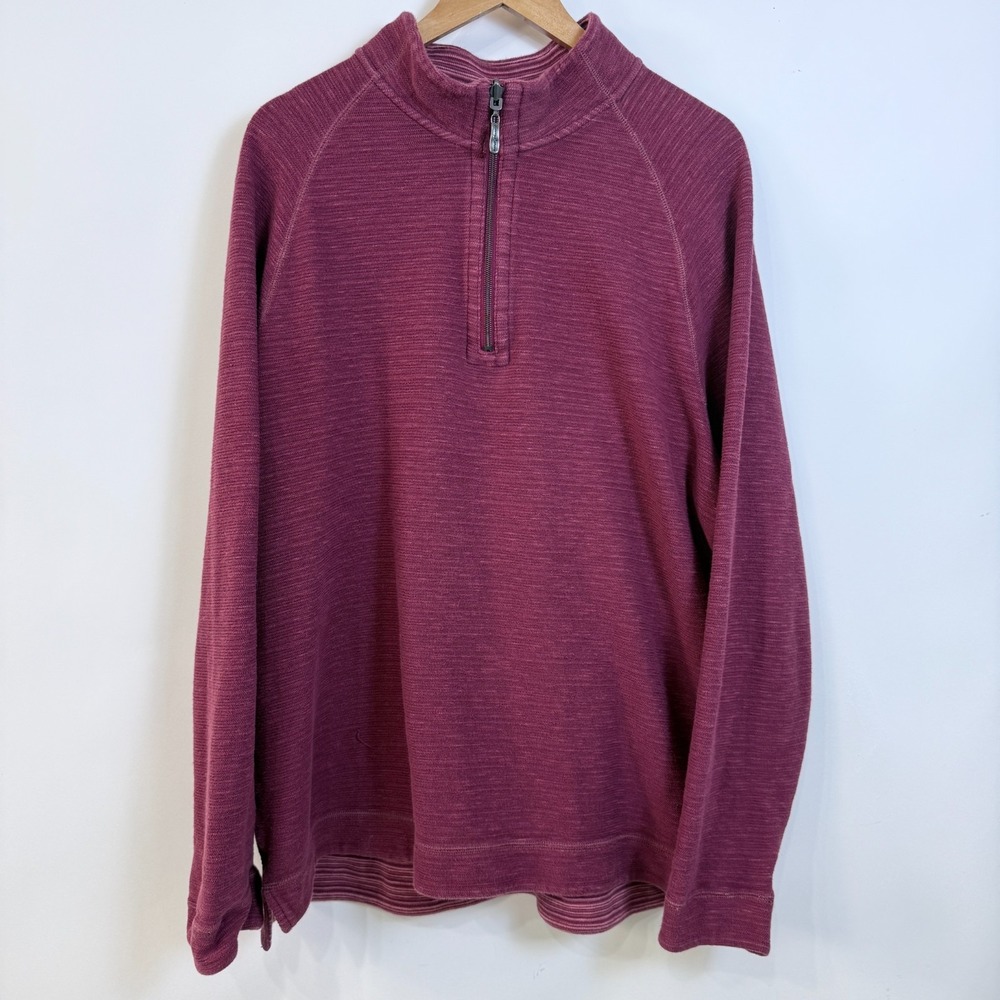 Tommy Bahama‎ Flip Coast Reversible Half Zip Sweater Mens XXL Rum Berry